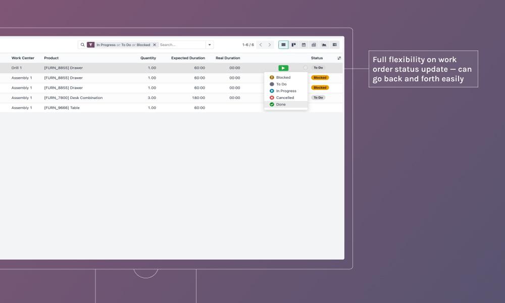 Manufacturing industry features updates in Odoo 19