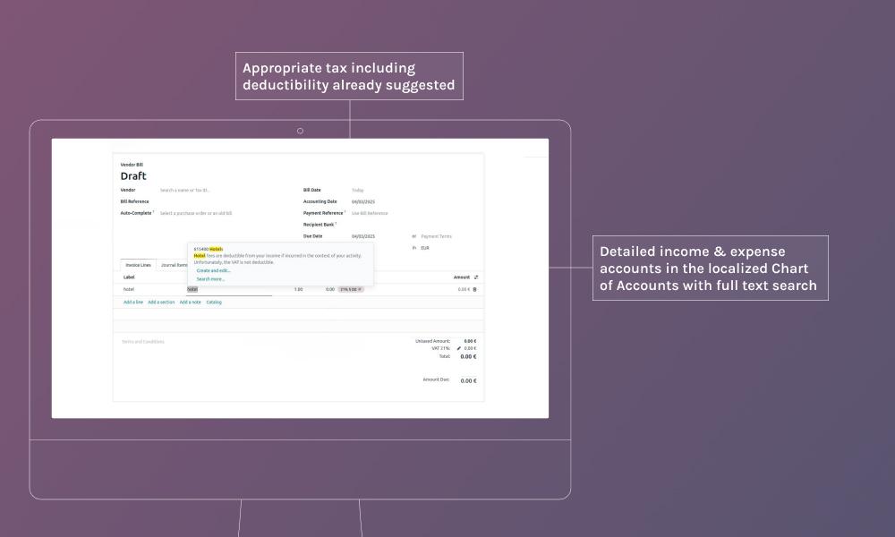 updated accounting and finance module in Odoo 19